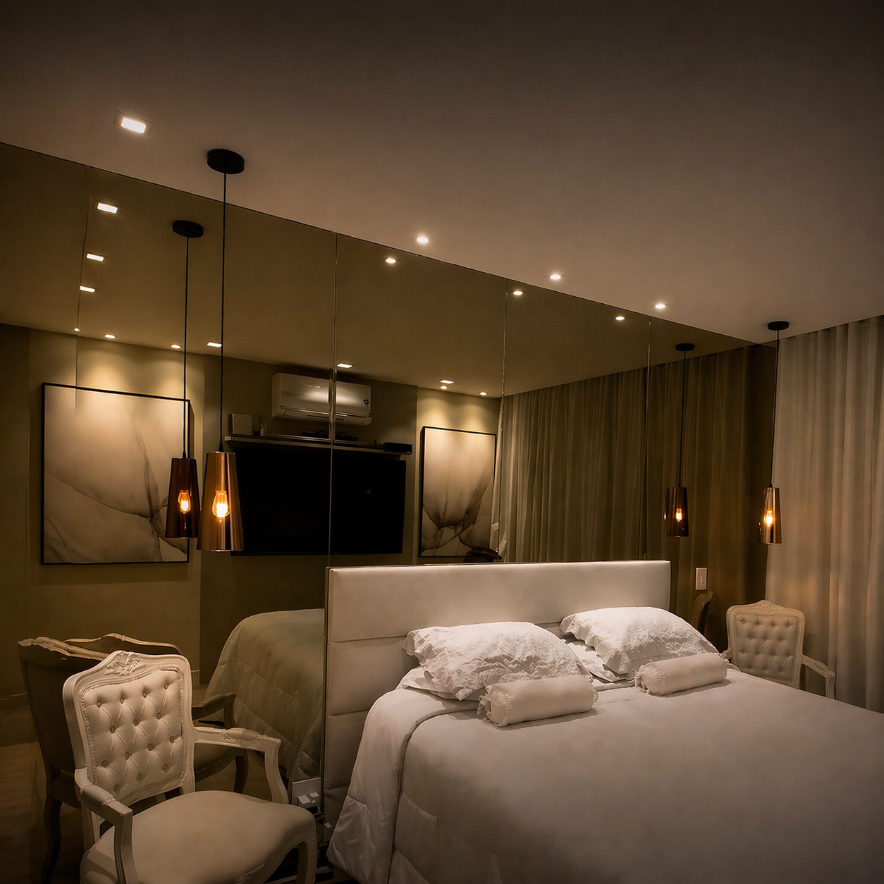 Projeto com espelho em ambiente residencial